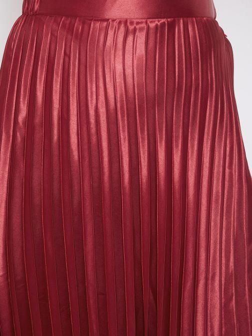 UPTOWNIE Women's Satin Solid Mid Length Skirt