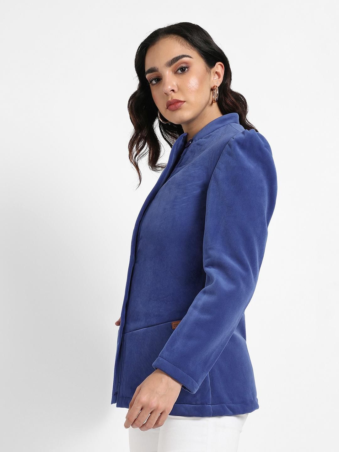 Campus Sutra Women's Single-Breasted Blazer With Power Shoulders