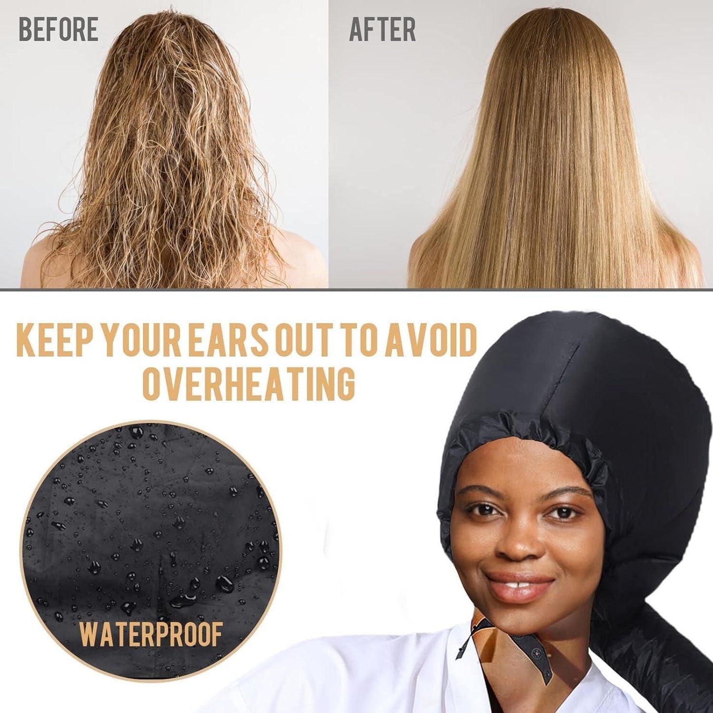 Hair Dryer Hooded Diffuser Cap for Curly, Speeds Up Drying