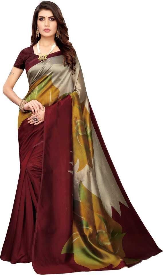 Delicate Printed Mysore Silk Saree With Printed Blouse(Pack Of 2)