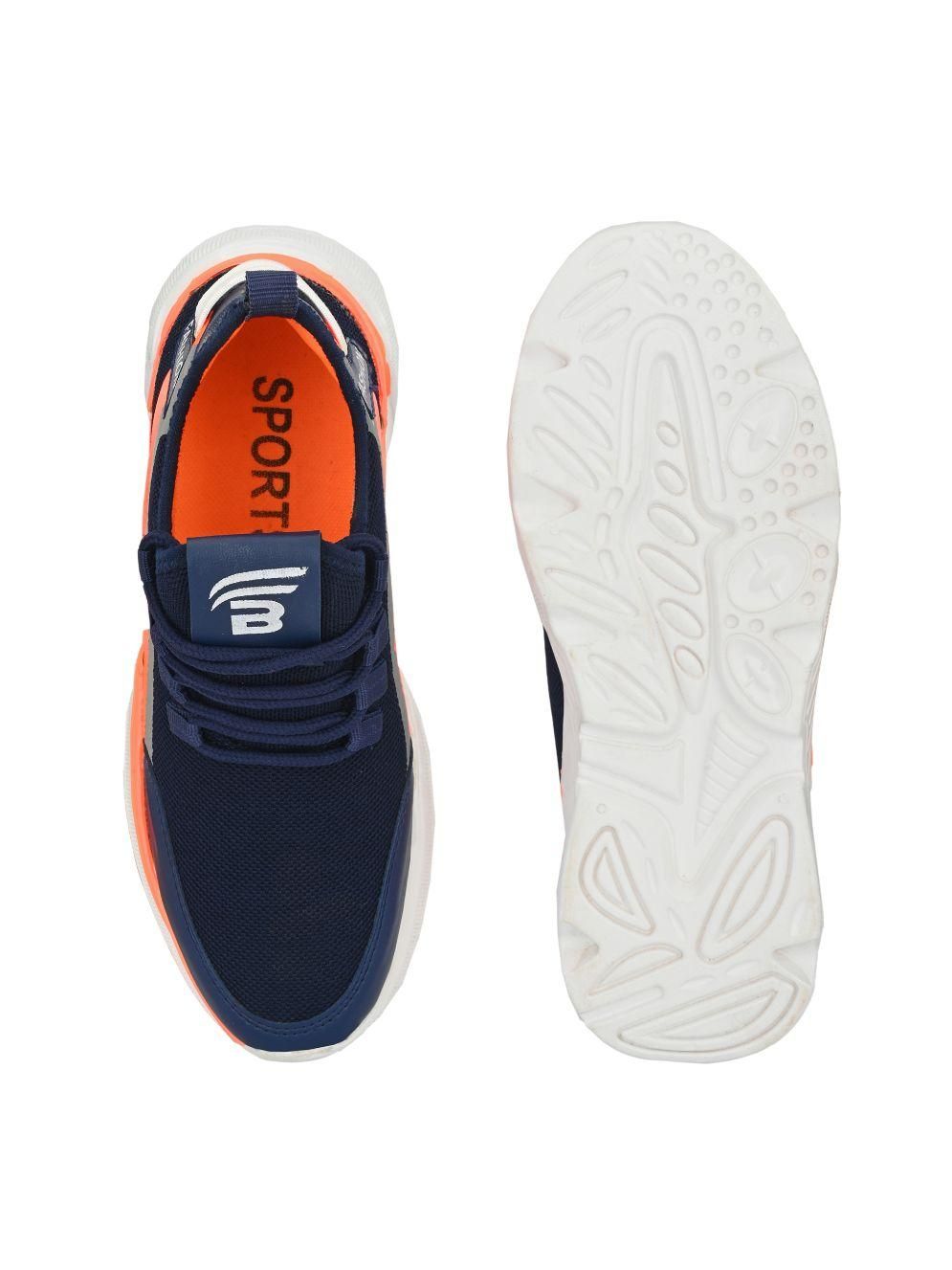 Bucik Men's Orange Mesh Lace-Up Running Sports Shoes