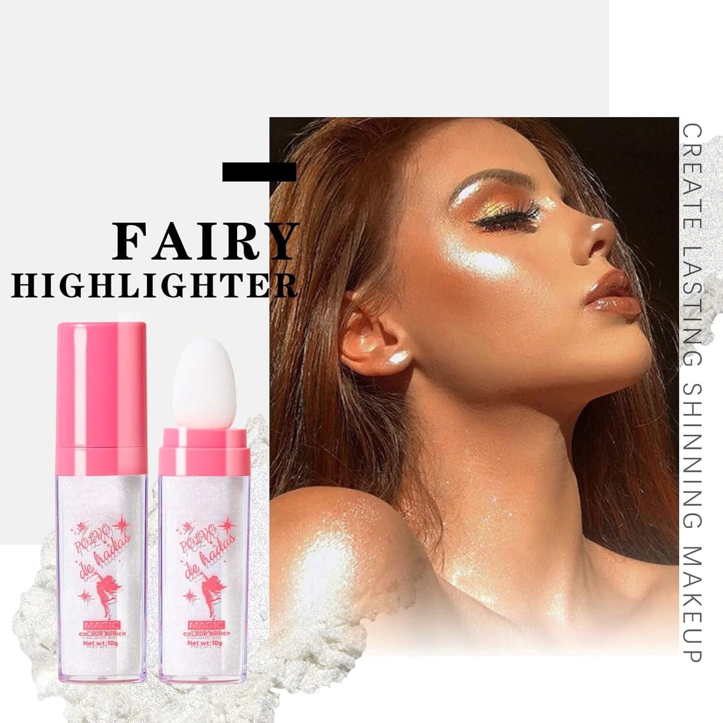 3 Colors Highlighter Stick, Body Glitter Highlighter Powder High Gloss Fairy Makeup,