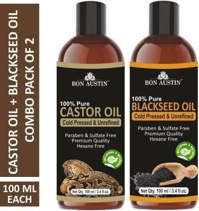 Bon Austin Premium Castor Oil & Blackseed Essential Oil (Pack of 2)