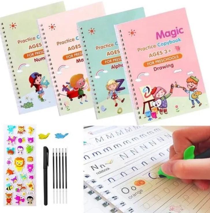Number Tracing Magic Practice Copybook for Preschoolers with Pen, Magic Copybook Set Practical Reusable Writing Tool Simple Hand Lettering (Pack of 2)