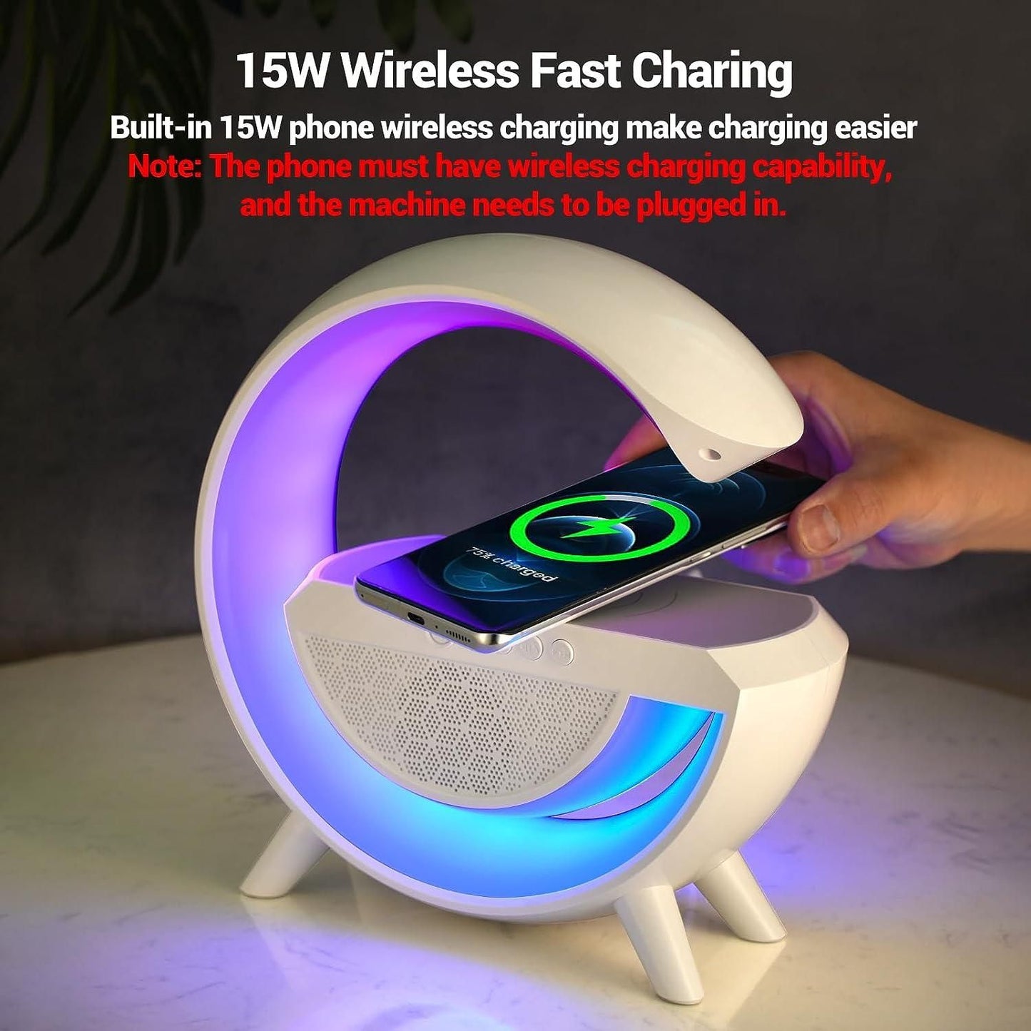 Wireless Charging Atmosphere Lamp with Bluetooth Speaker