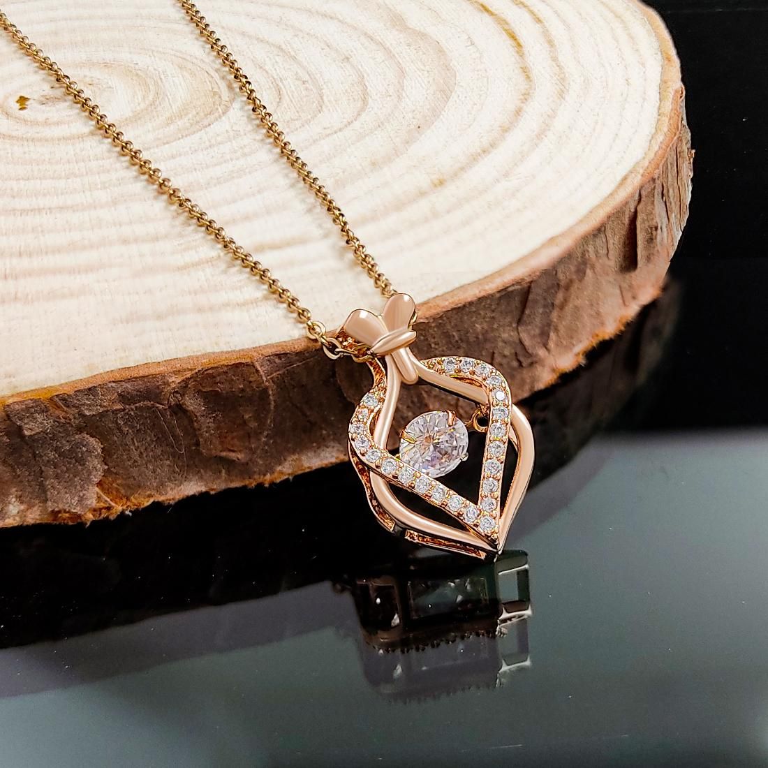 Beautiful American Diamond Pendant With Chain