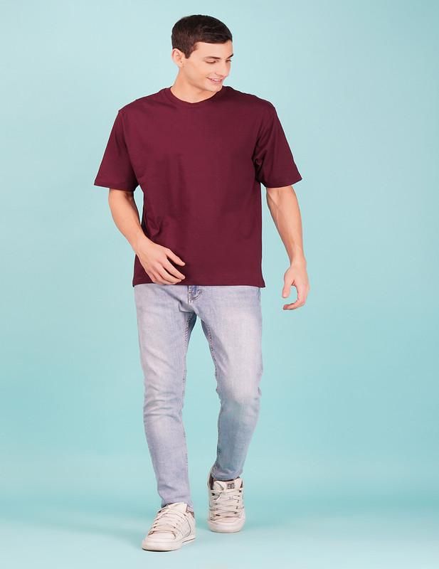 Nusyl Knitted Printed Half Sleeves Mens Round Neck T-Shirt