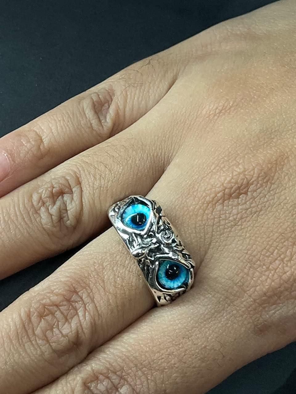 Attractive Silver Plated Owl Ring (Blue)