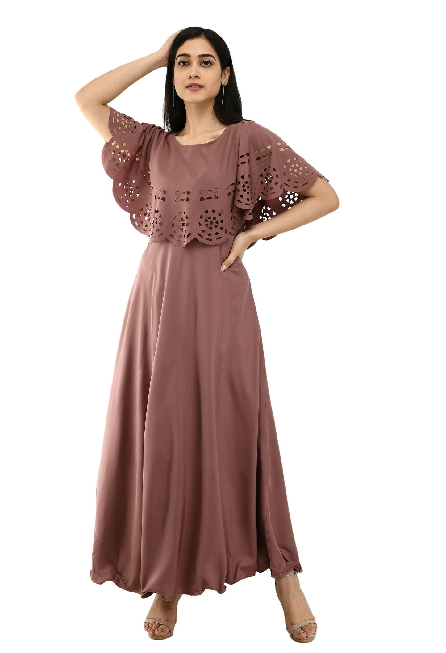 Women's Polyester Solid Maxi Dress