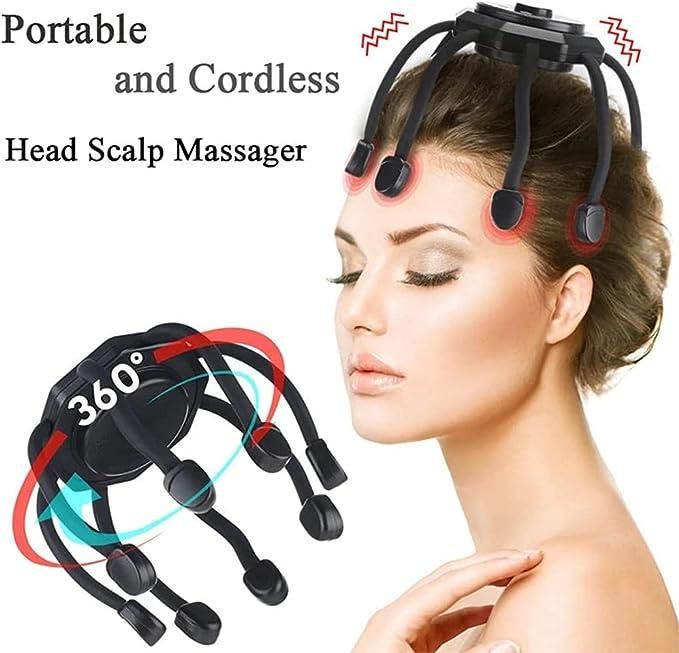 Ultra Scalp Massager,Electric Scalp Massager with 3 Modes, 360 Degree Head Massager,Electric Head Massager Cordless Portable Ultra Scalp Massager for Stress Relax (Black)