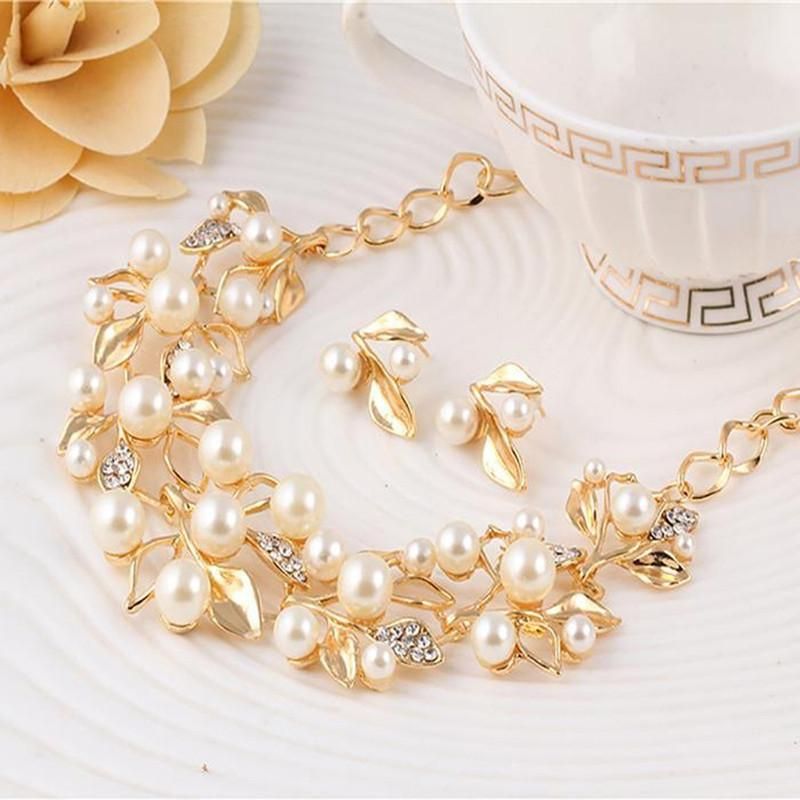 Unique Gold Plated & Pearls Western Necklace