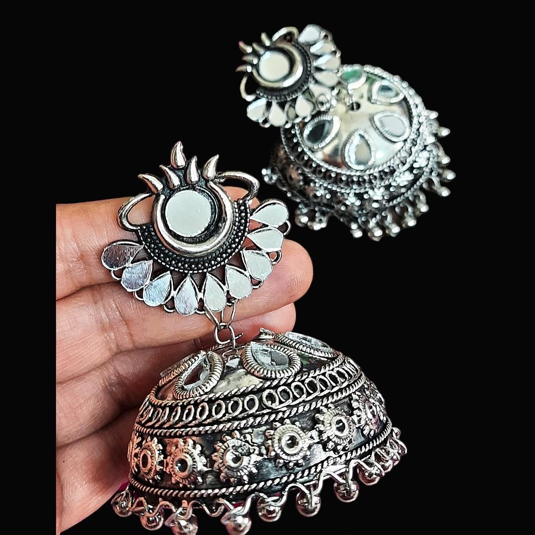 Traditional New Style Silver Jhumkas Earrings For Women and Girls