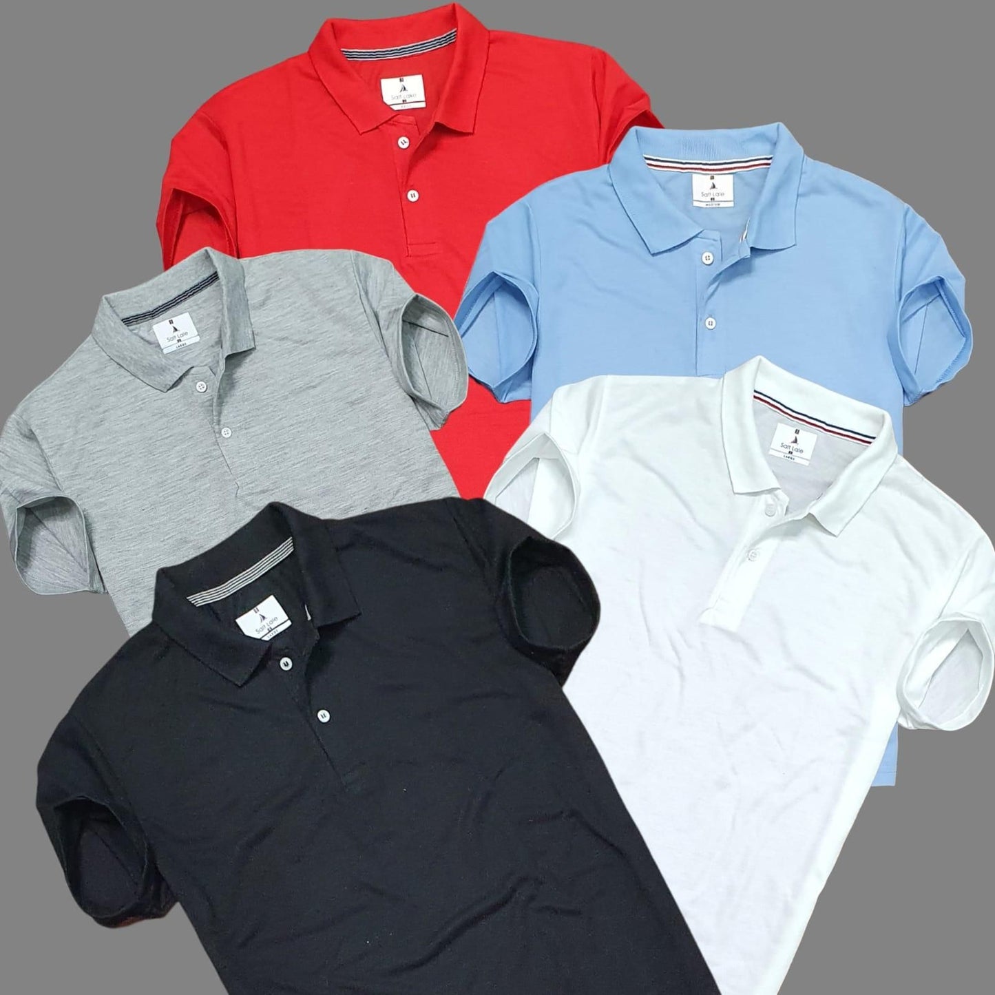 Plane Matty Solid Half Sleeves Mens Polo neck T-Shirt Pack Of 5