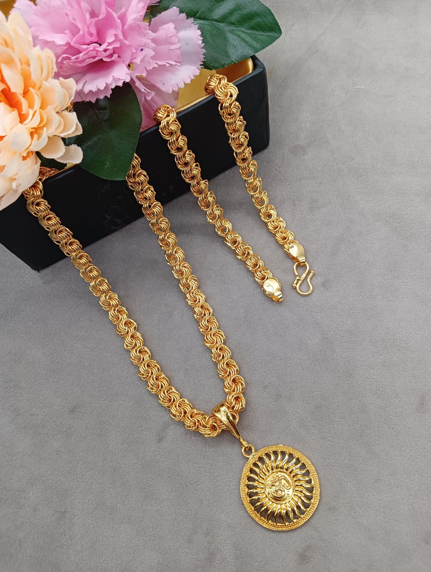 Luxurious Men's Gold Plated Pendant With Chain Vol 2