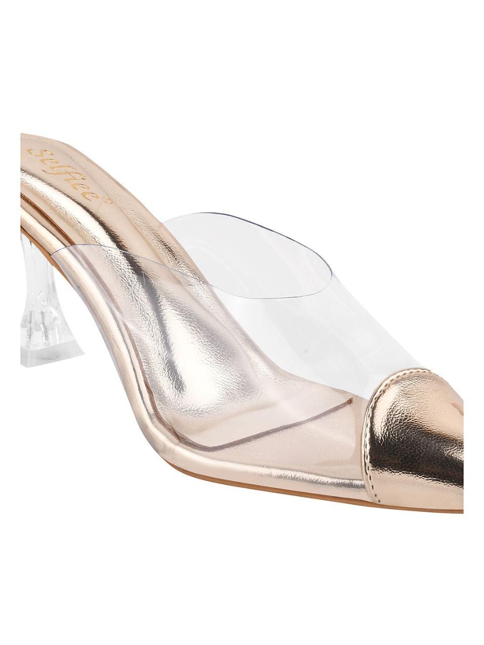 Transparent Mules Spool/Stiletto Heel Pump Shoes For Women's