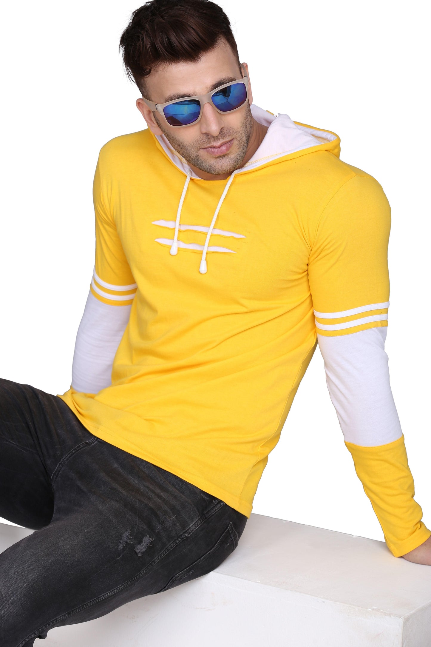 Denzolee Colorblocked Men's Hooded T-Shirt