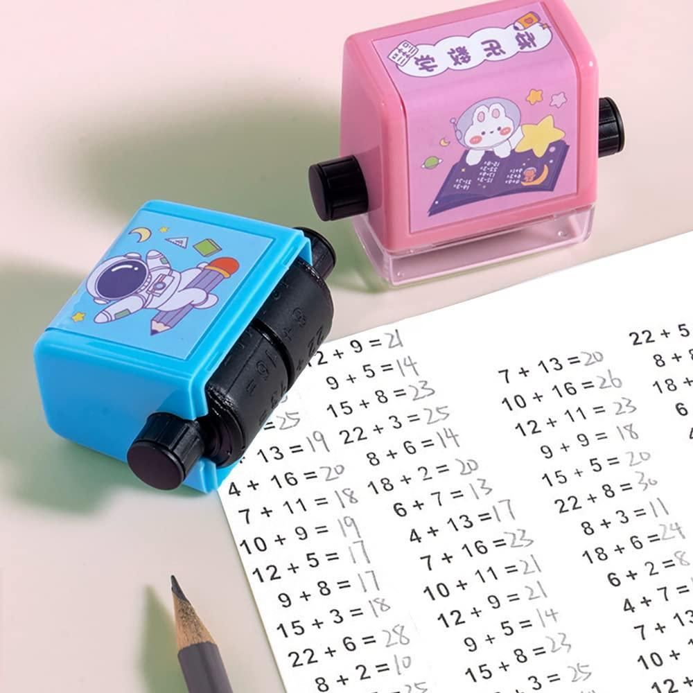Birud Addition Stamps for Kids, Roller Design Teaching Stamp, Math Stamps Practice Tools