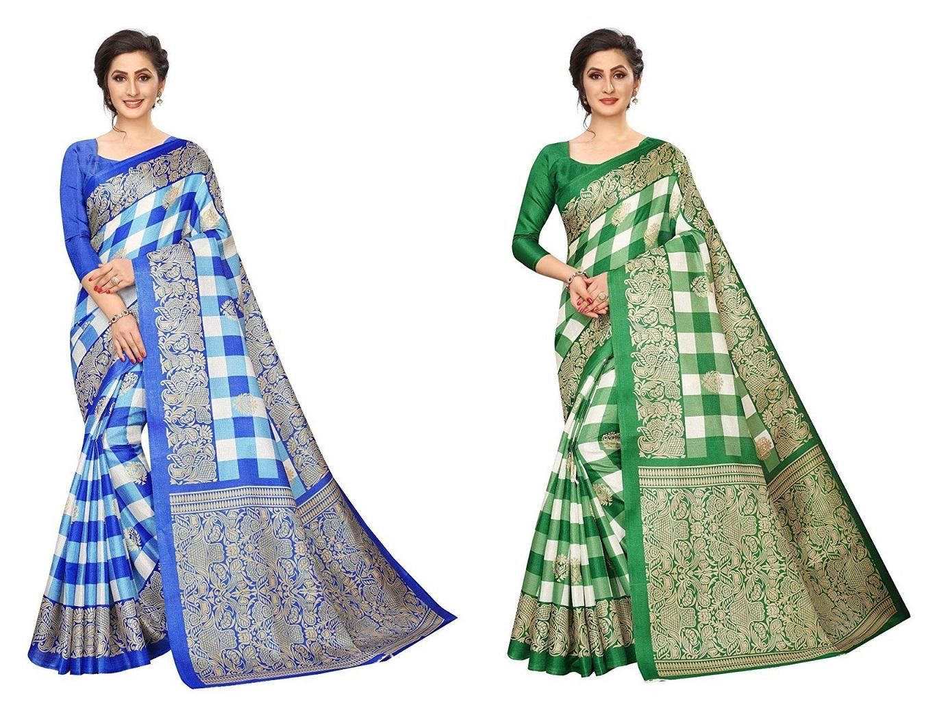 Premium Printed Mysore Silk Saree (Pack Of 2)
