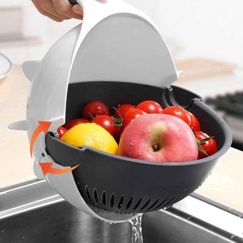 Vegetable Cutter- 7 in 1 Multifunction Magic Rotate Vegetable Cutter with Drain Basket Large Capacity