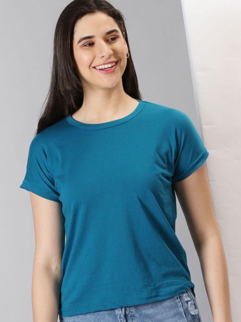 AUSK Women's Solid Round Neck Casual Top