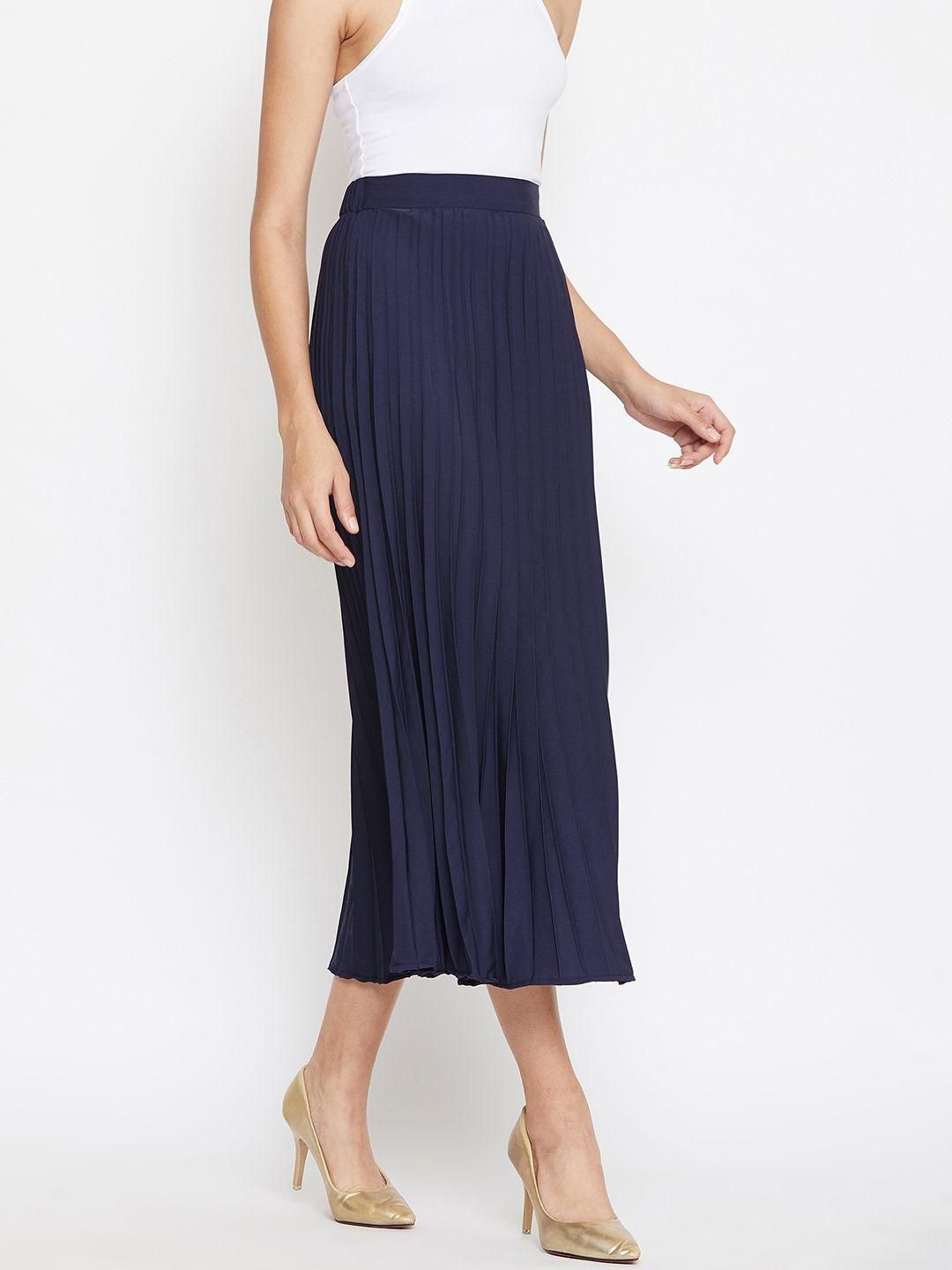 UPTOWNIE Women's Crepe Solid Mid Length Skirt