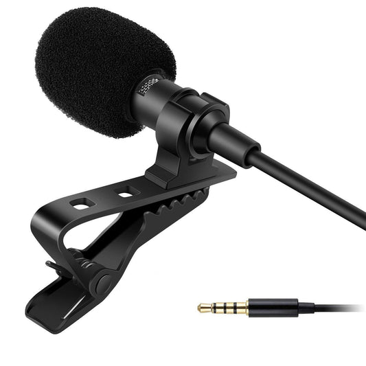 Dynamic Lapel Collar USB Omnidirectional Mic Voice Recording Lavalier Microphone For Singing YouTube, Black