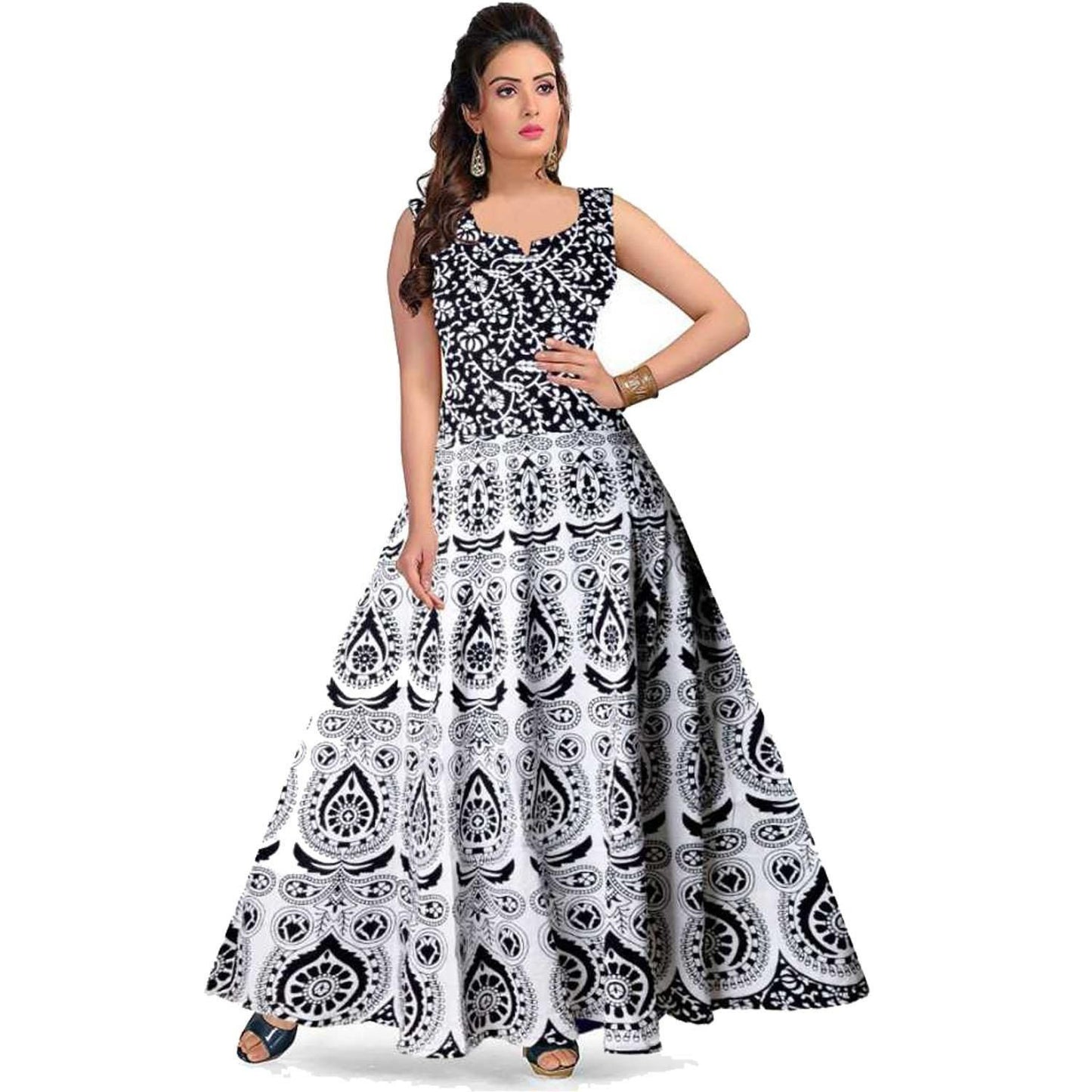 Fabulous  Jaipuri Printed  Cotton Gown
